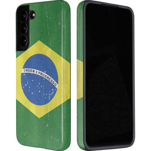 Brazil Flag Distressed Galaxy S22 Plus Pro Case